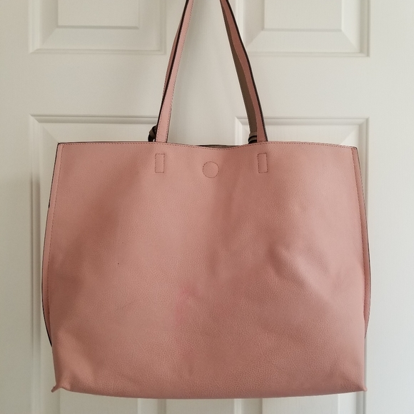 Pink Faux Leather Tote Bag with Tassels - Picture 2 of 13